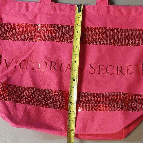 Victoria's Secret Sequin pink XL duffle bag Vacation overnight Beach Canvas bag - Picture 6 of 6